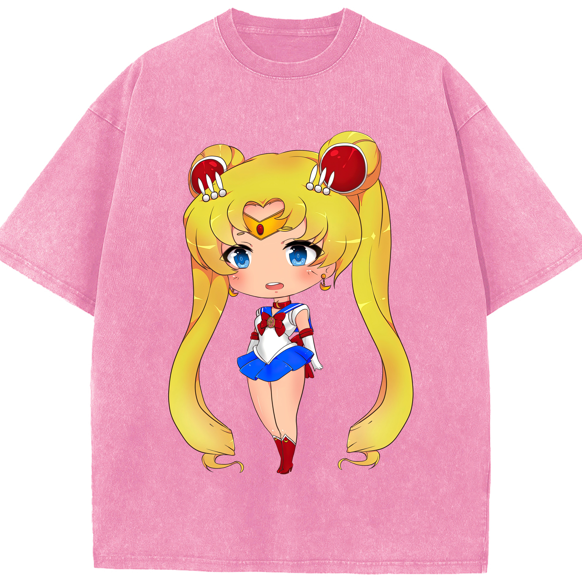 （画像用） 美少女戦士セーラームーン 月野 うさぎ つきの うさぎ Sailor Moon Tsukino Usagi 綿100% ヴィンテージ風 半袖Tシャツ（フロントプリント）